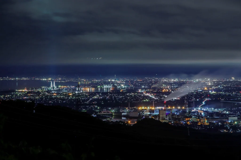 二上山万葉ラインのドライブコースからの夜景